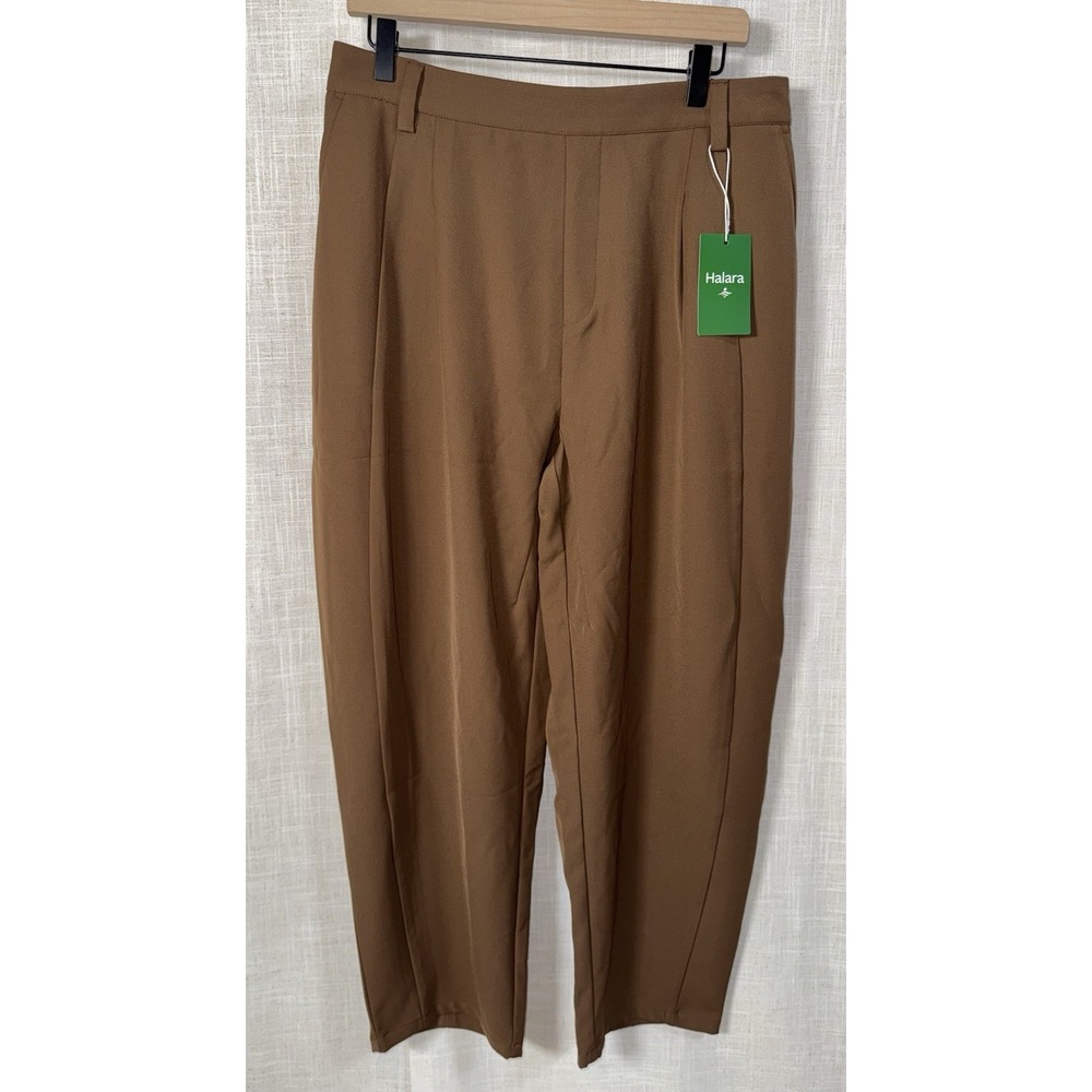 Halara Workwear Pants Trousers NWT Women's Size L Large Brown High Rise